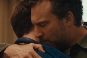 John Lewis 2025 Christmas Advert dad and son hugging. Let's get men and boys talking